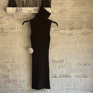 Staud Chocolate Brown Sleeveless Sweater Dress